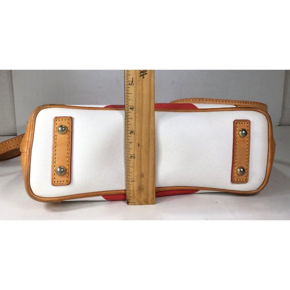 Dooney & Bourke Red and White Chevron Striped Leather Crossbody Shoulder Bag - Picture 7 of 12